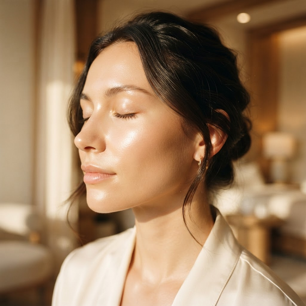 Flawless glowing skin after premium facial treatment