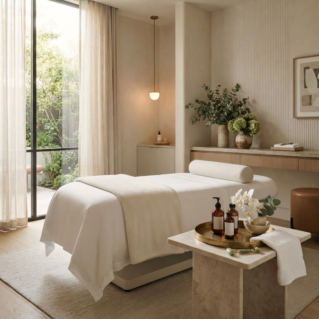 Elegant luxury med spa treatment room